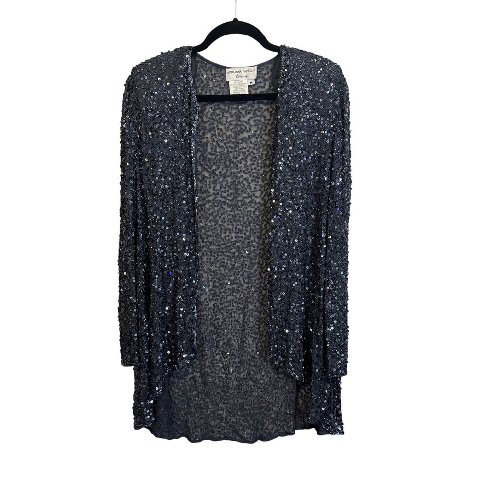 Adrianna Papell Evening Womens Blazer M Dark Blue Eveningwear Elegant Glamorous
